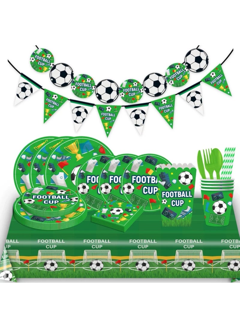 102 PCS Football Party Decorations for 10 Guests, Football Tableware Set Includes Dinner Plates, Dessert Plates, Napkins, Tablecloth for Football Birthday Party Boys Sports Theme Party Decorations - Image 1
